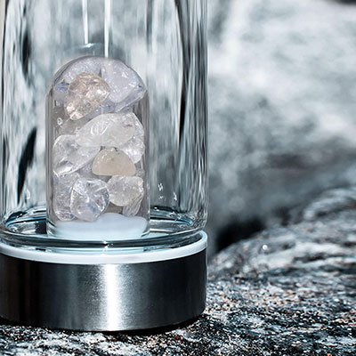 Clear quartz infused waterbottle