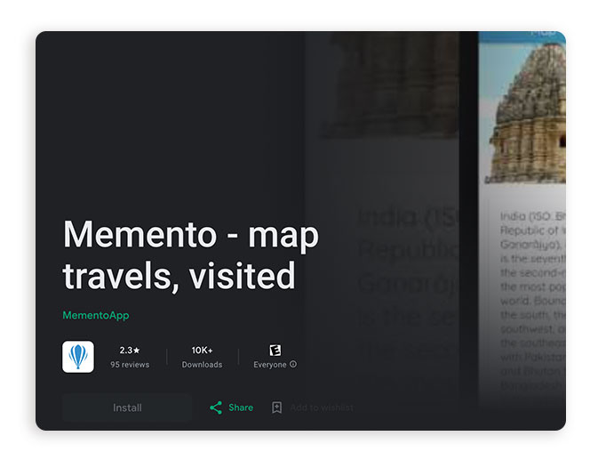 Memento app logo - Best Travel Tracking 