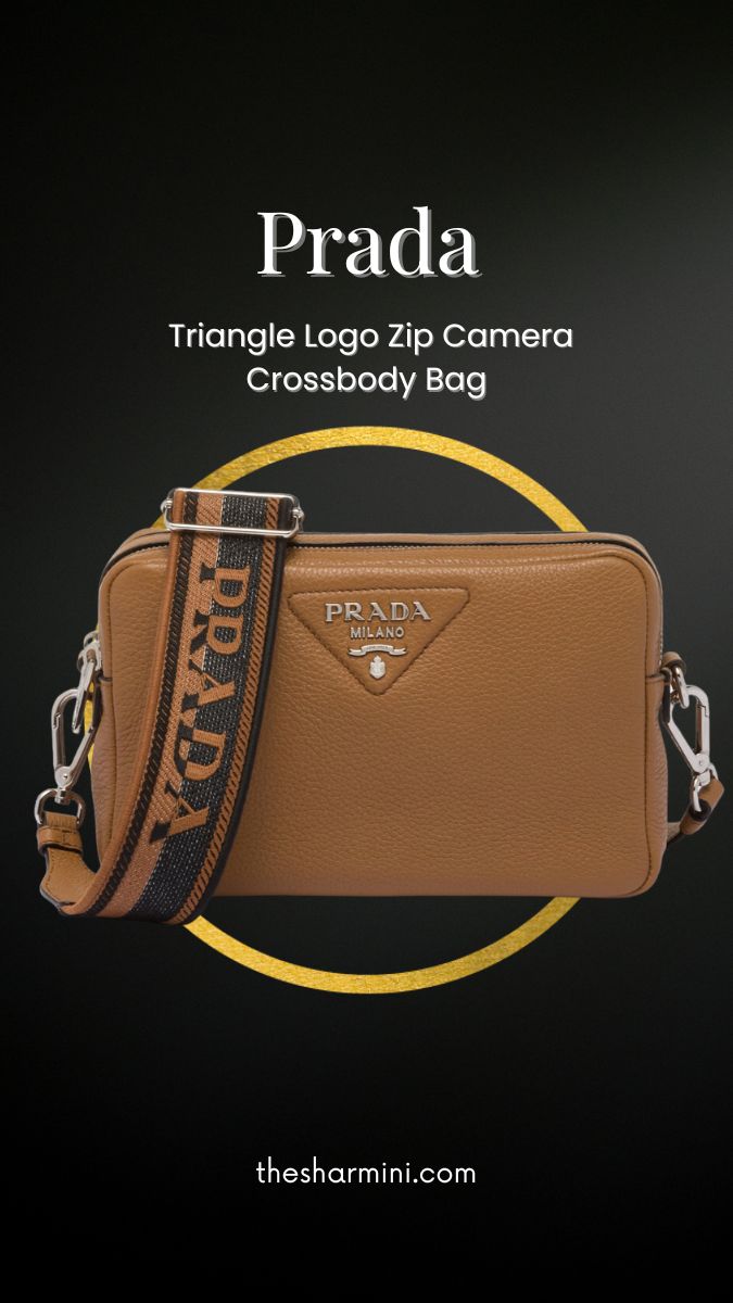 Best Luxury Crossbody Bag for Travel Prada Triangle Logo Zip Camera Crossbody Bag